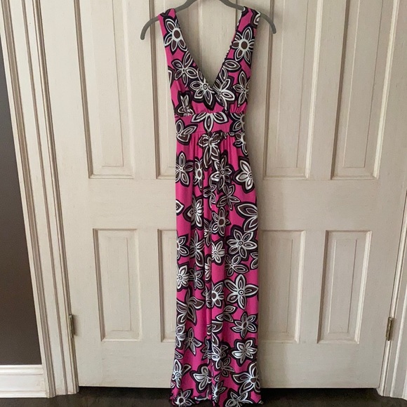 Lily maxi dress pink with flowers - Picture 1 of 5